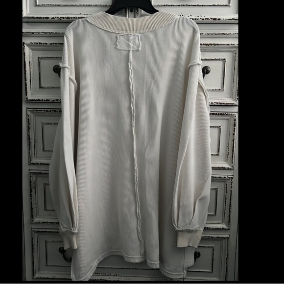 New 🤍 Free People oversized ivory waffle pullover size M - Picture 13 of 16